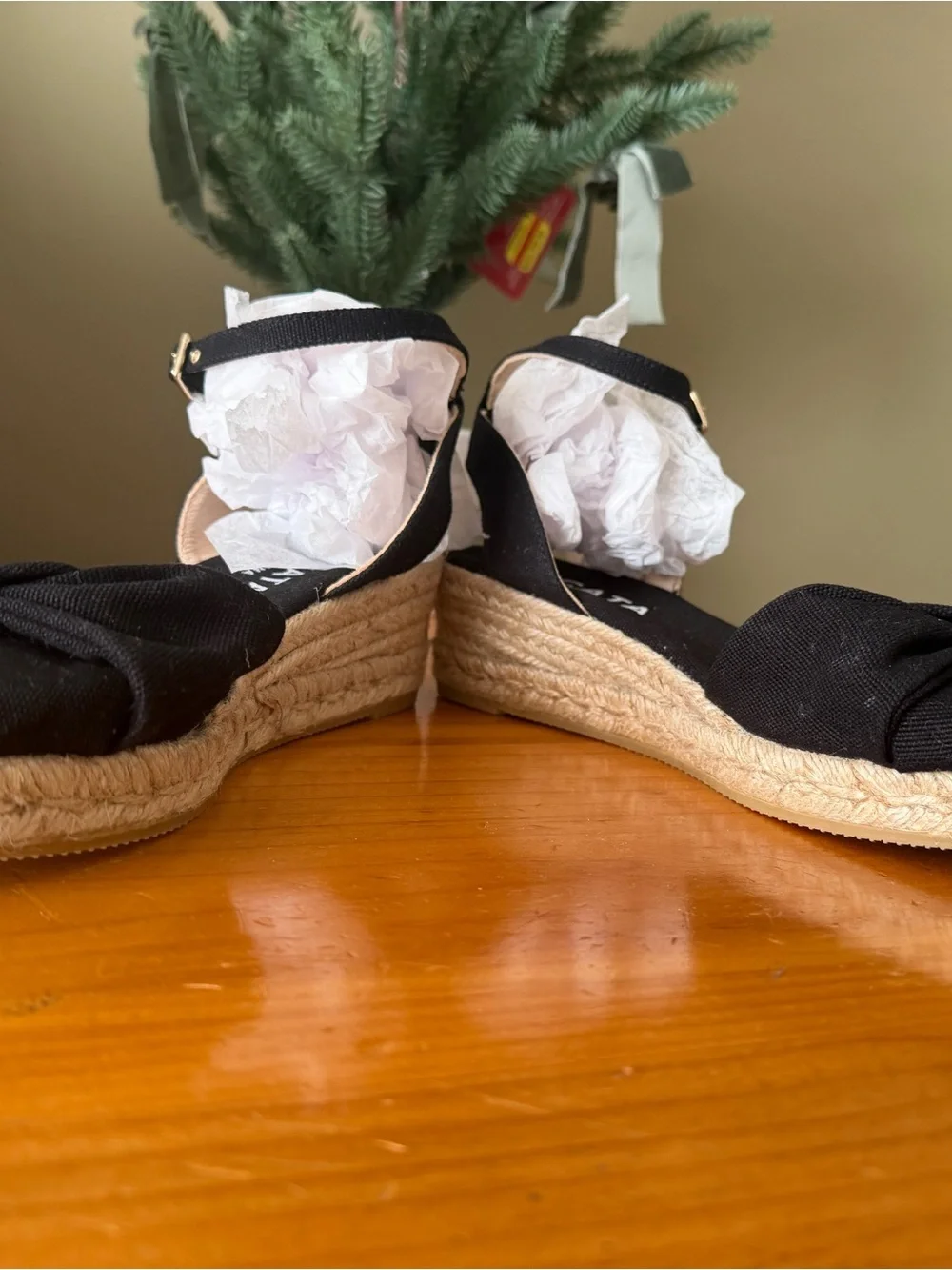Viscata Black Knotted Espadrille Wedge Sandals Sz 40